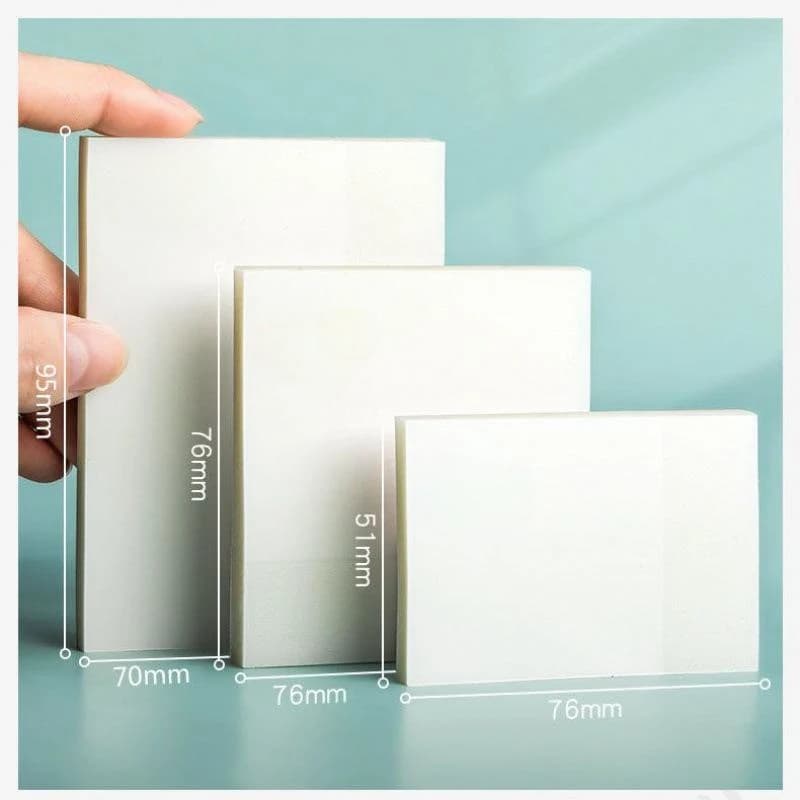 Transparent Sticky Note Pad, 3 Different Size See Through Clear Sticky Notes, Waterproof Memo Pad, PET Reminder Note