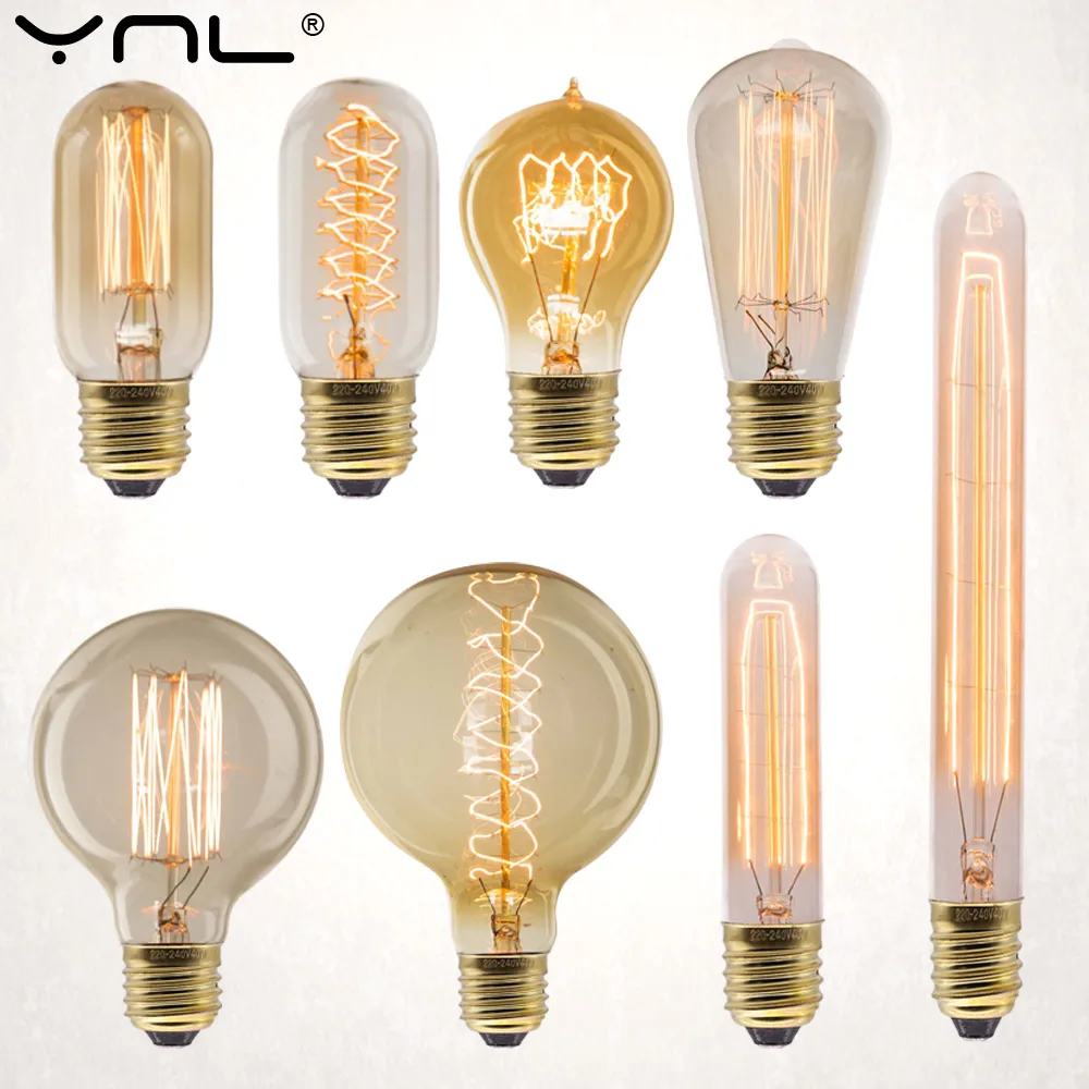 E27 Retro Edison Bulb 220V 40W ST64 G80 G95 G125 Ampoule Vintage Edison Bulb Incandescent Lamp Home Decor Filament Light Bulb