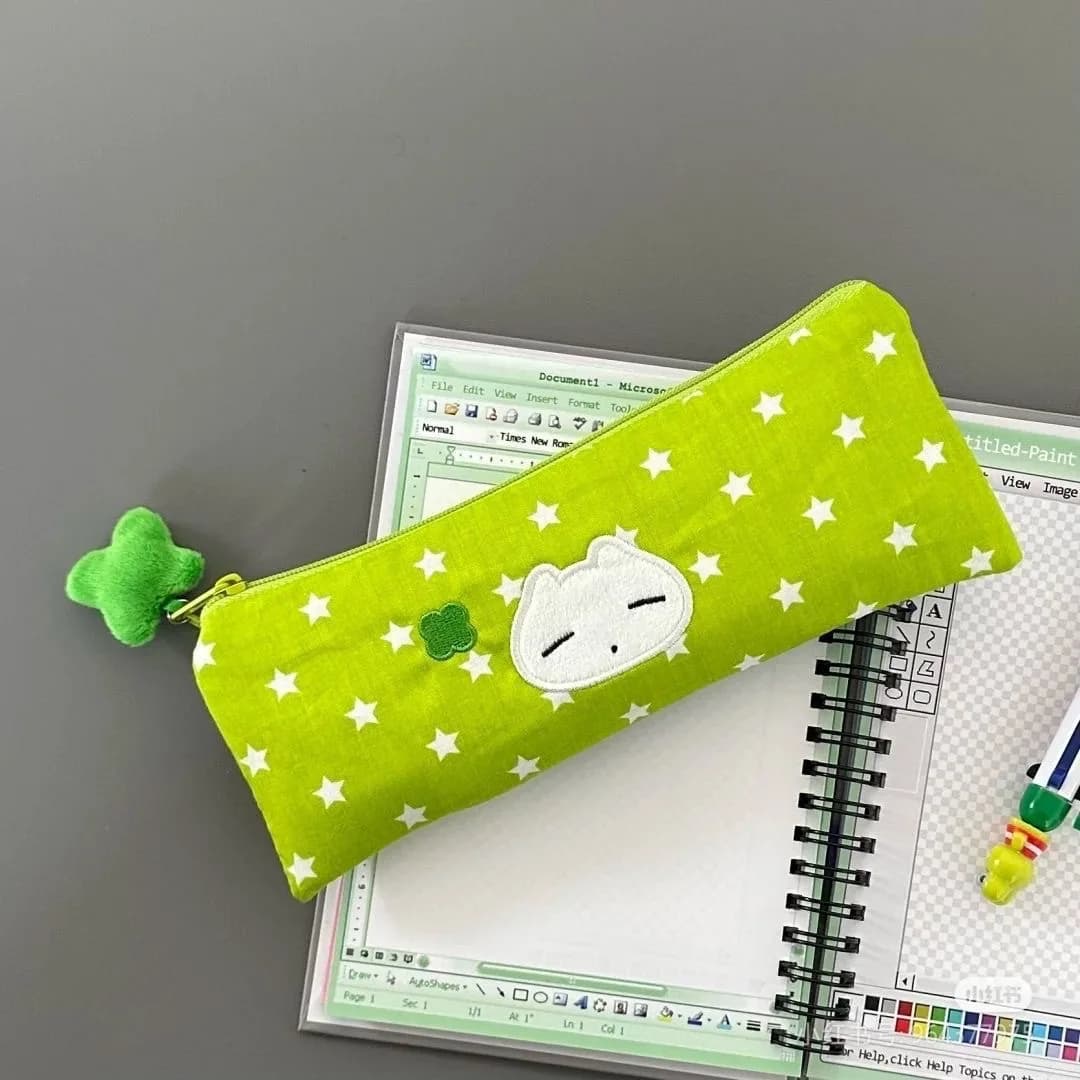1/3 pcs Cute Stars Pencil Case Mesh Multilayer Pen Bag Multifunctional Large Capacity Stationery Bag School