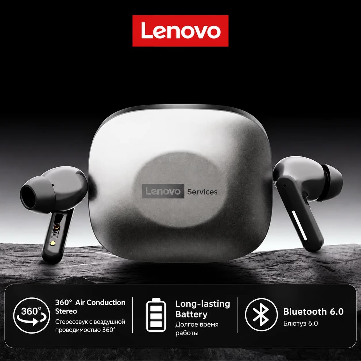 New Lenovo LE209 Wireless Bluetooth Earphone Business Music Bluetooth Headphone HD Call with Mic 30H Battery Life Gaming Headset