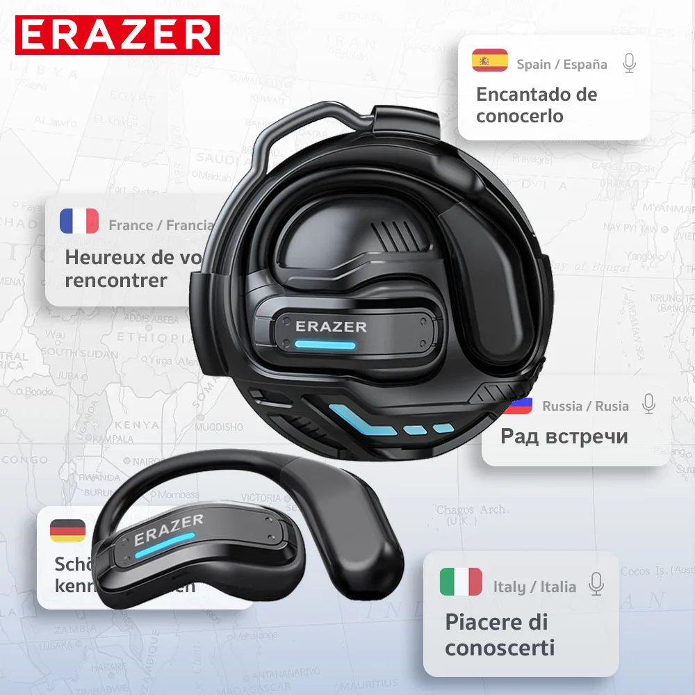 ERAZER X8 AI Translator Earbuds Gaming Bluetooth 5.4 Wireless Headphones Low latency HD Call Earphones with Mic Waterproof