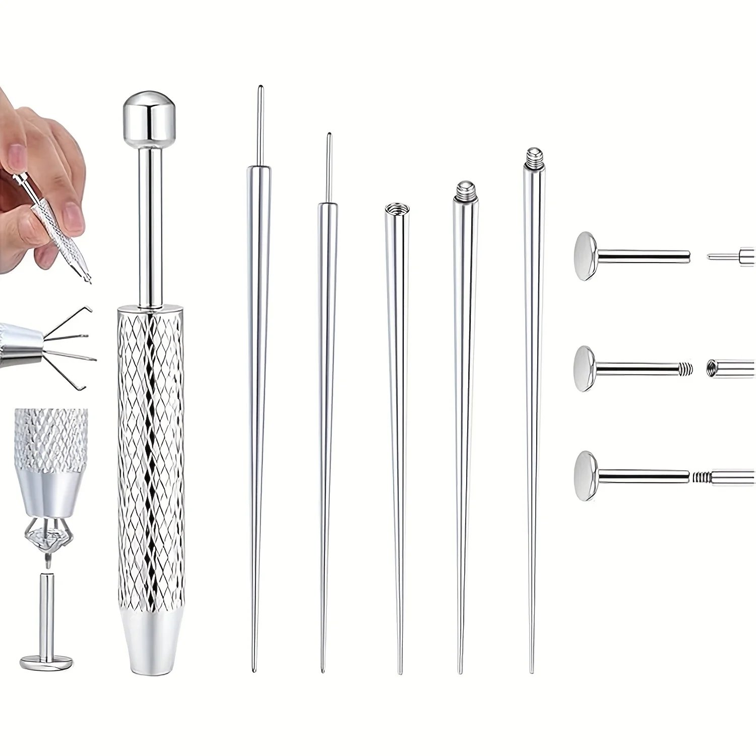 14/16/18G Titanium Curved Taper Insertion Pin Tool Internal Thread Piercing Kit For Tragus Helix Lip Nose Piercing Jewelry
