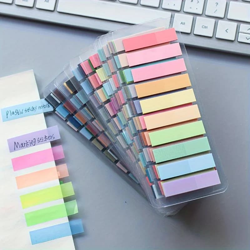 200Pcs European Retro Fluorescent PET Transparent Self-Adhesive Sticky Notes, Morandi Color-Coded Sticky Markers，Office supplies