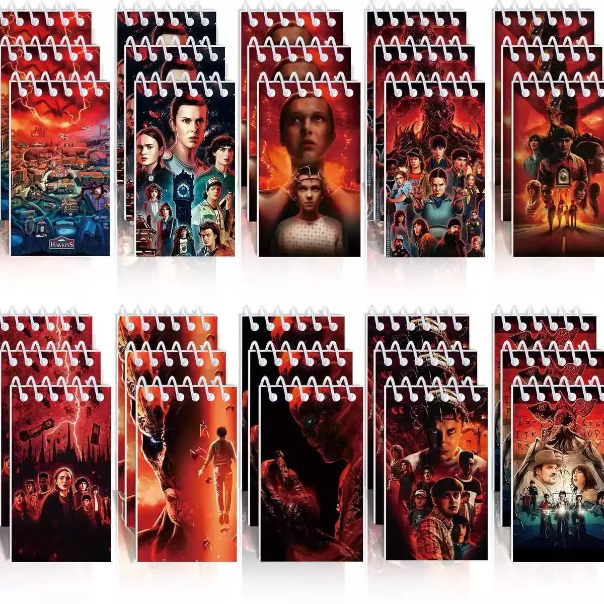 10PCS Horror TV Show Mini Spiral Notebooks Retro 80s Style Pocket Notepads Kids Birthday Party Favors School Supplies Gift