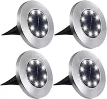 4 Pcs 8LED Solar Power Disk Light Outdoor Garden Solar Underground Light Deck Light Spotlight Buried Solar Led Lamp