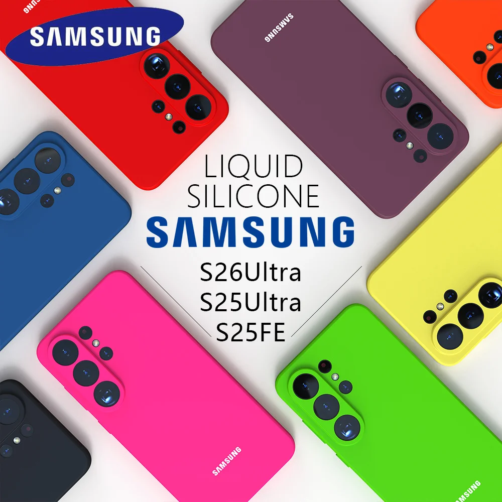 For Samsung Galaxy S26 Ultra S25 FE S24 Plus S23 Ultra Case S26 S25 S24 S23 S22 S21 Liquid Silicone Phone Back Cover