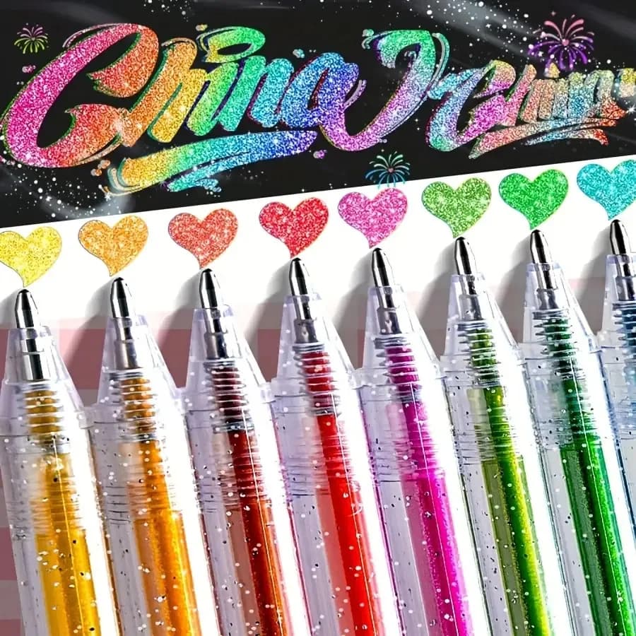1 Set of 12 Color-Changing Glitter Pens, Liquid Sand, Sparkling Little Stars Gel Pens, Aurora Shiny Pens, Highlighter Pens for Journaling and Drawing