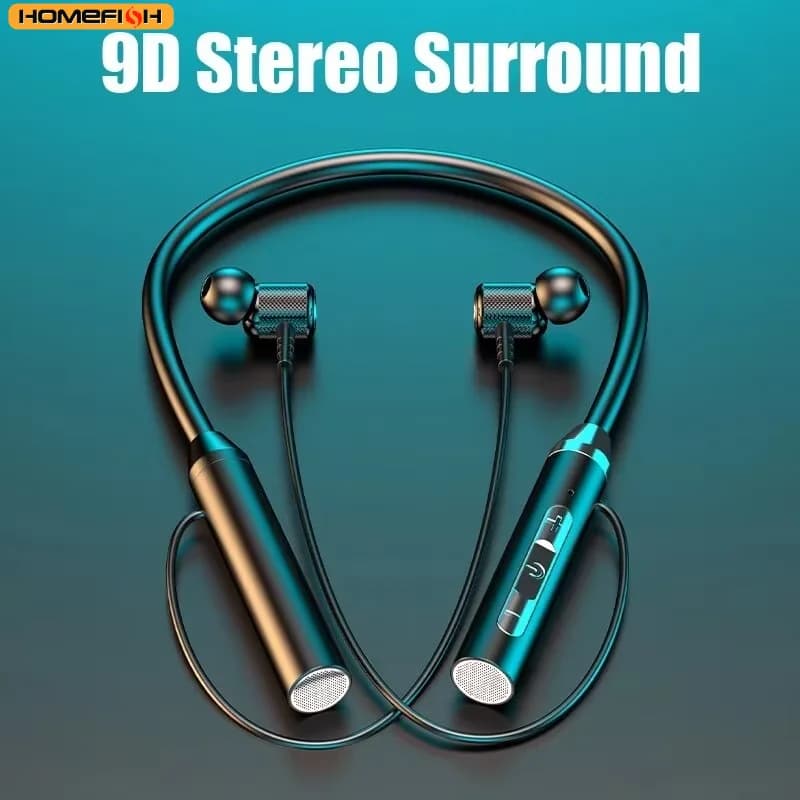 9D Bluetooth Earphones Wireless Headphones Magnetic Sport Neckband Neck-hanging TWS Earbuds Wireless Blutooth Headset with Mic
