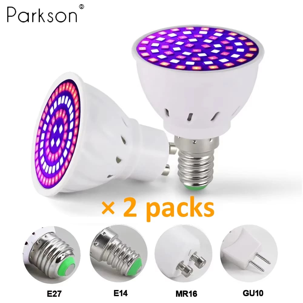 2pcs/lot LED Grow Light Bulb E27 E14 GU10 MR16 220V Full Spectrum Greenhouse Hydroponic Grow lamp Flower Seeding Plant Phytolamp