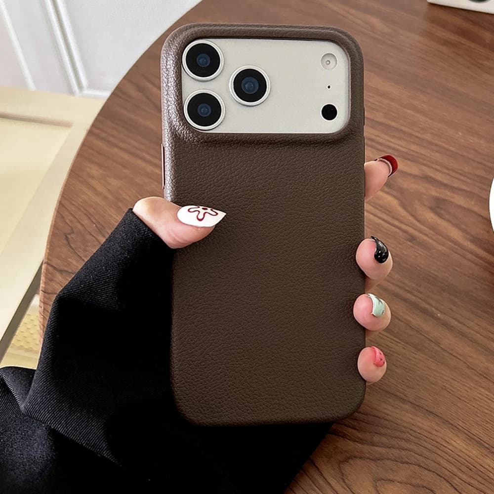 Luxury Leather Texture Phone Case For iPhone 17 Pro Max 17 Air 16 Plus 15 14 13 12 11 Pro Max Shockproof Soft TPU Cover Shell