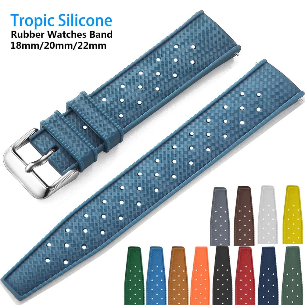 Tropical Silicone Watch Band Quick Release Watch Band 18mm 20mm 22mm Rubber Tropic Smart Watch Strap Waterpfroof Muti-Color