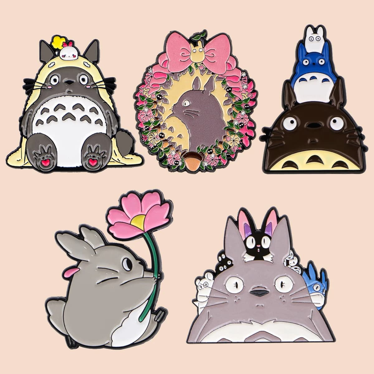 Mix 5pcs/set Grey Genie Enamel Pin Lovely Brooches For Lapel Pins Badge on Backpack Clothing Accessories Fashion Jewelry Gifts