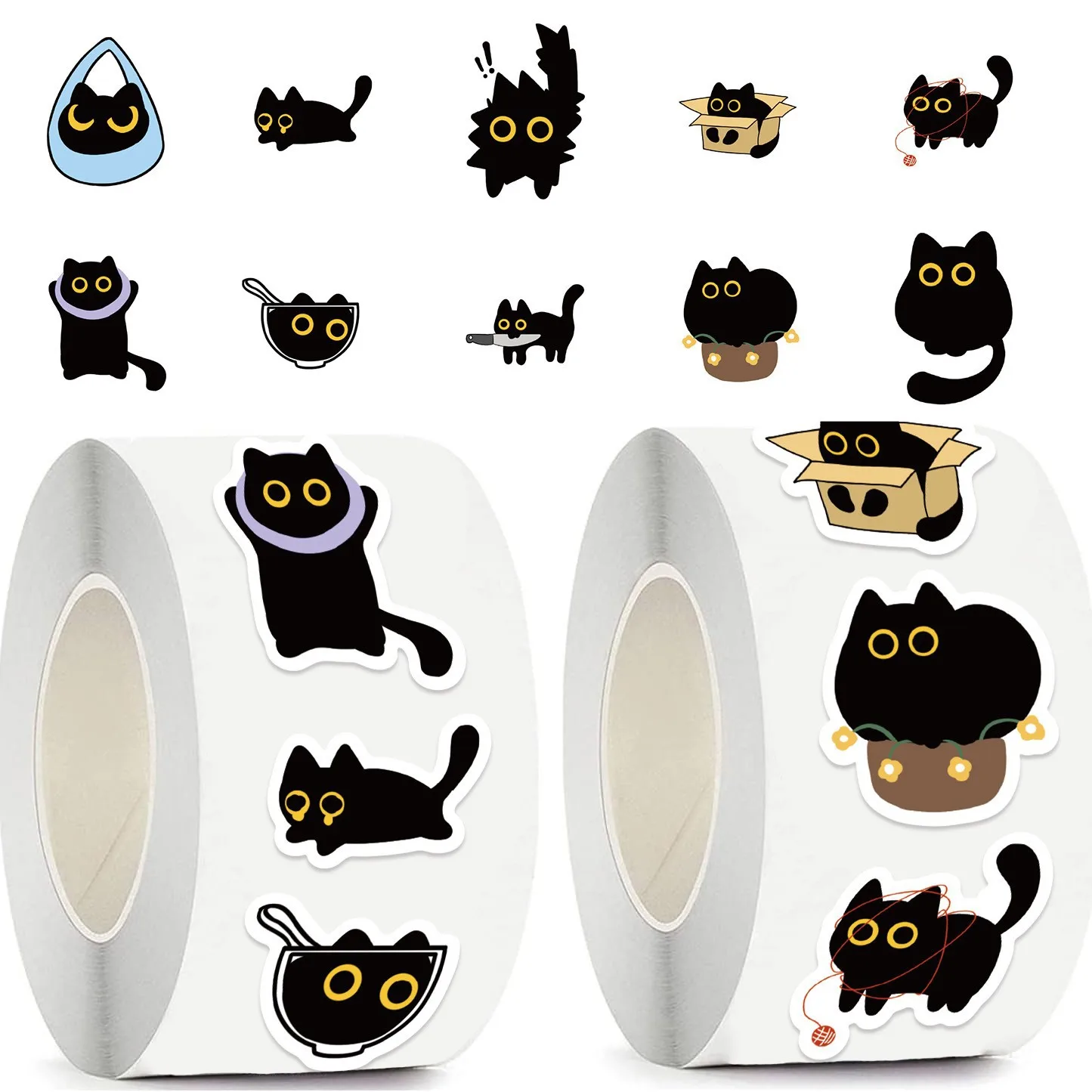 2026 Black Cat Sticker Collection 100-500pcs for Phone Case Guitar Notebook Scrapbook Halloween Decorative Stationery Supplies