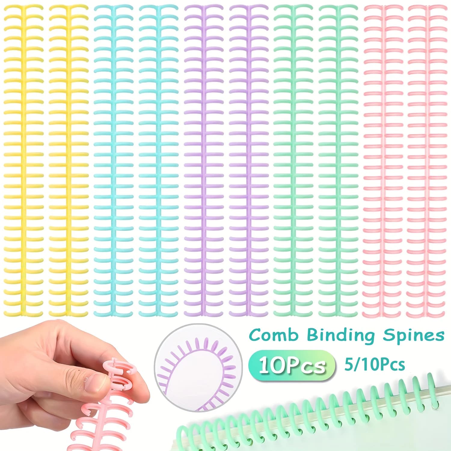 5-10PCS 30 Rings Comb Binding Spines Plastic Spiral Binding Coils for Business Document File Notebook File Making