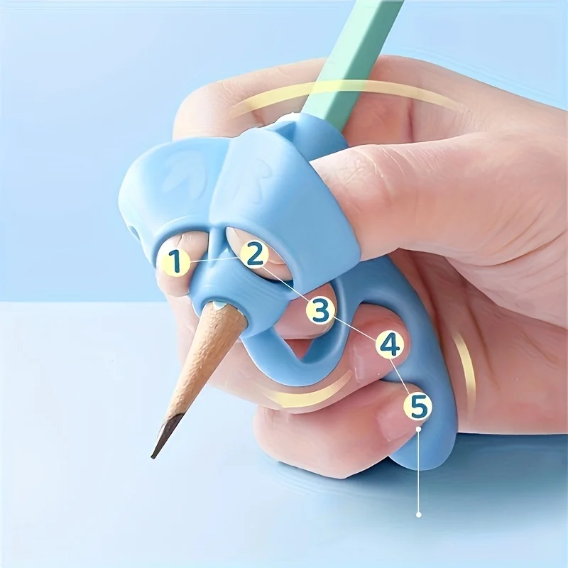 Silicone Pen Grip Correctors -Handwriting Practice Aid with Soft Rubber Pencil Holders,for Improved Posture & Error Correction
