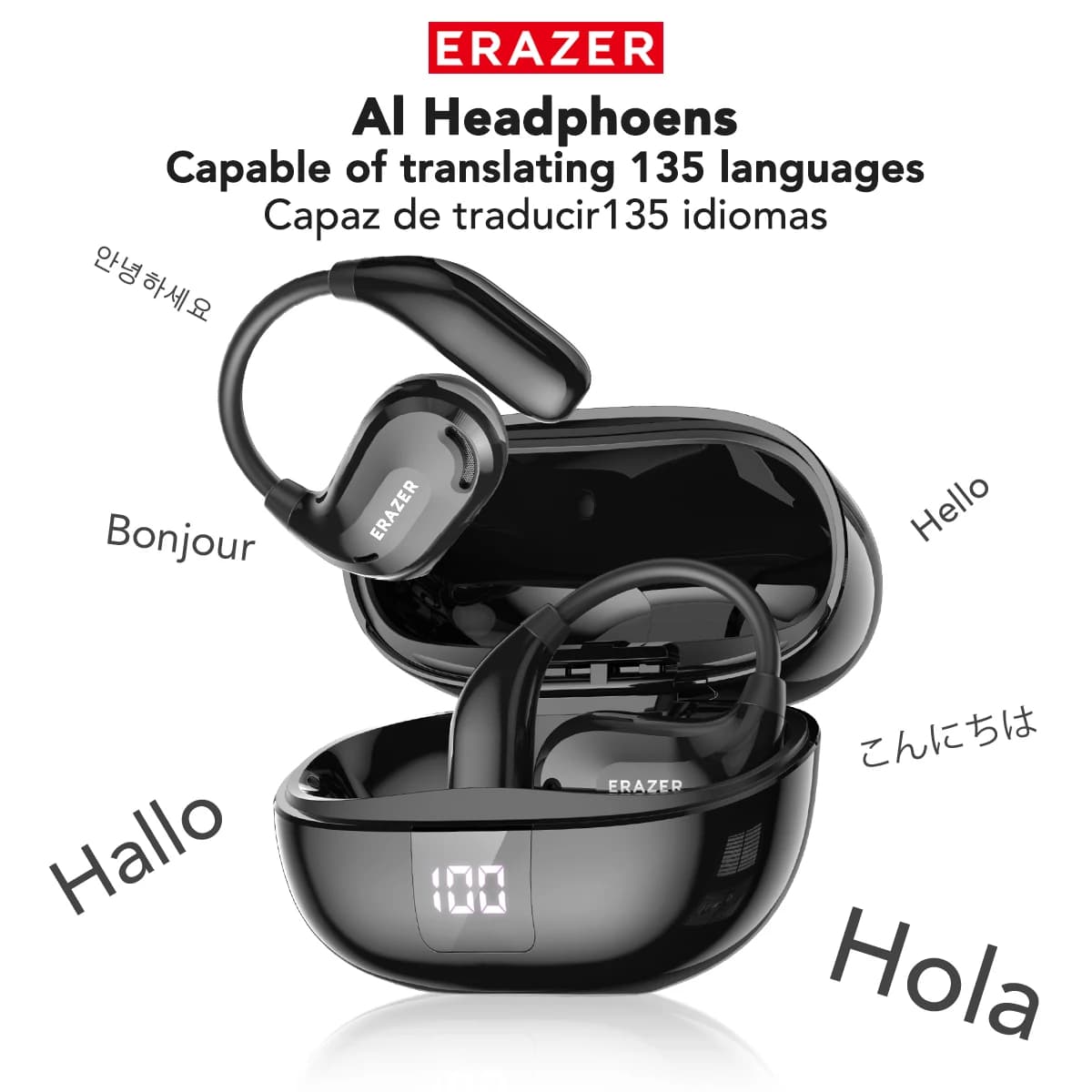 ERAZER XT66PRO Bluetooth Earphones ASMR Headsets DIY APP AI Translator Earbuds Wireless Headphones 13 Hours long life Display
