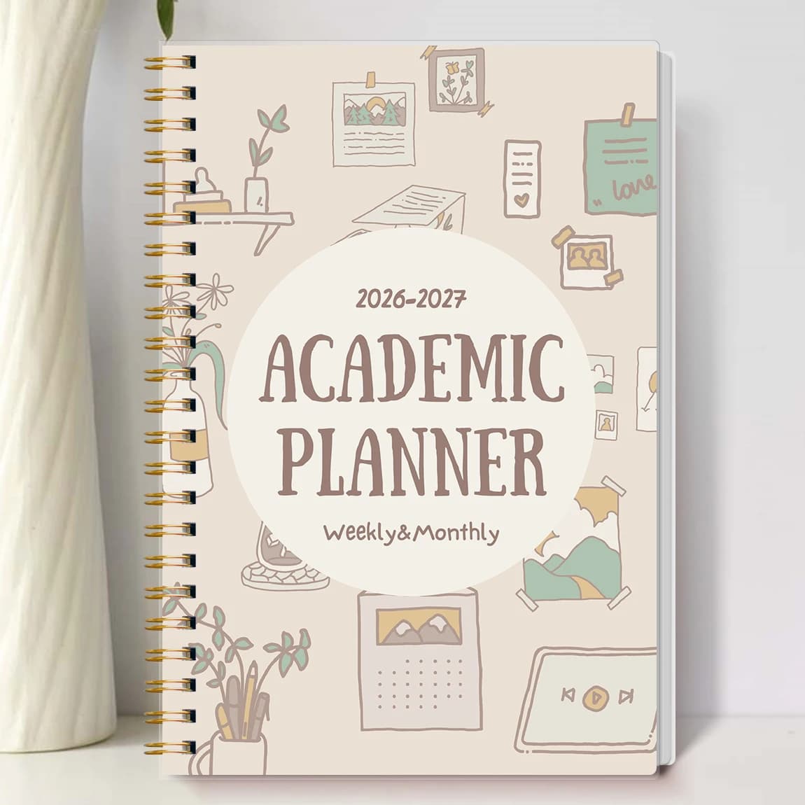 A5 2026-2027 Academic Planner Weekly Monthly Organizer, Jan 2026 to Dec 2027, School Student Teacher Spiral Notebook Calendar