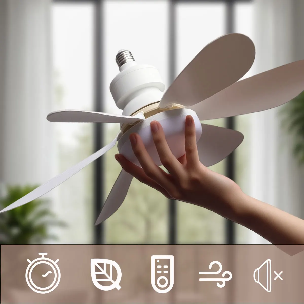 LED 40W ceiling fan light E27 with remote control for dimming, suitable for living room, study, household use, 85-265V